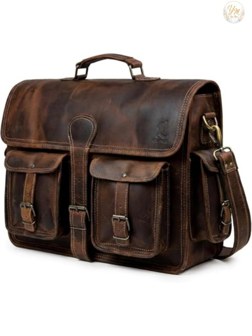 Genuine Leather 18" Laptop Messenger Bag Crossbody Satchel